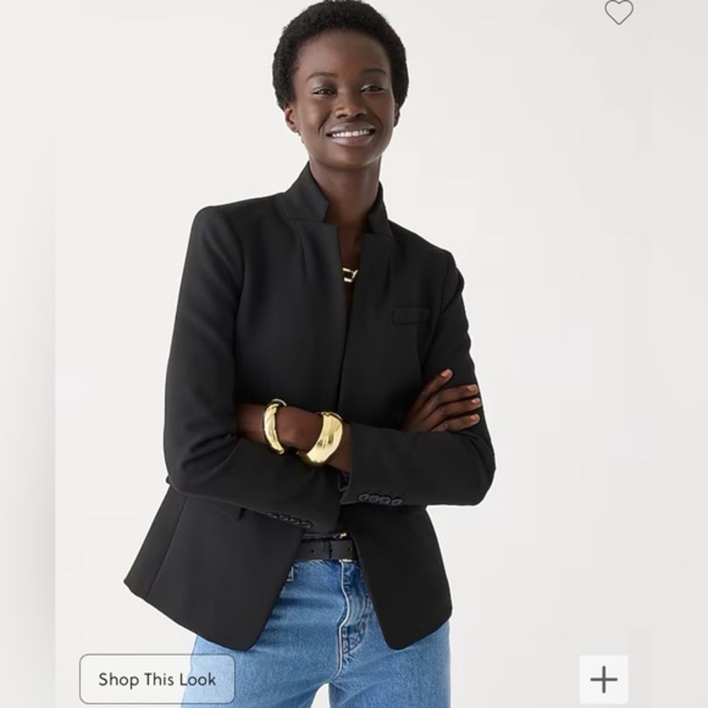 J. Crew Regent Blazer - Black Stand-Collar Tailored Blazer
